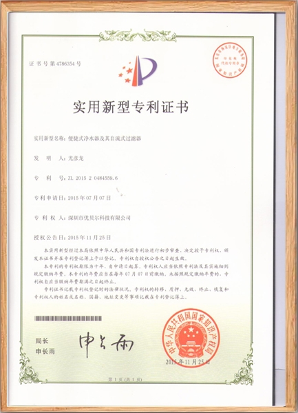 便携式净水器及其自流式过滤器